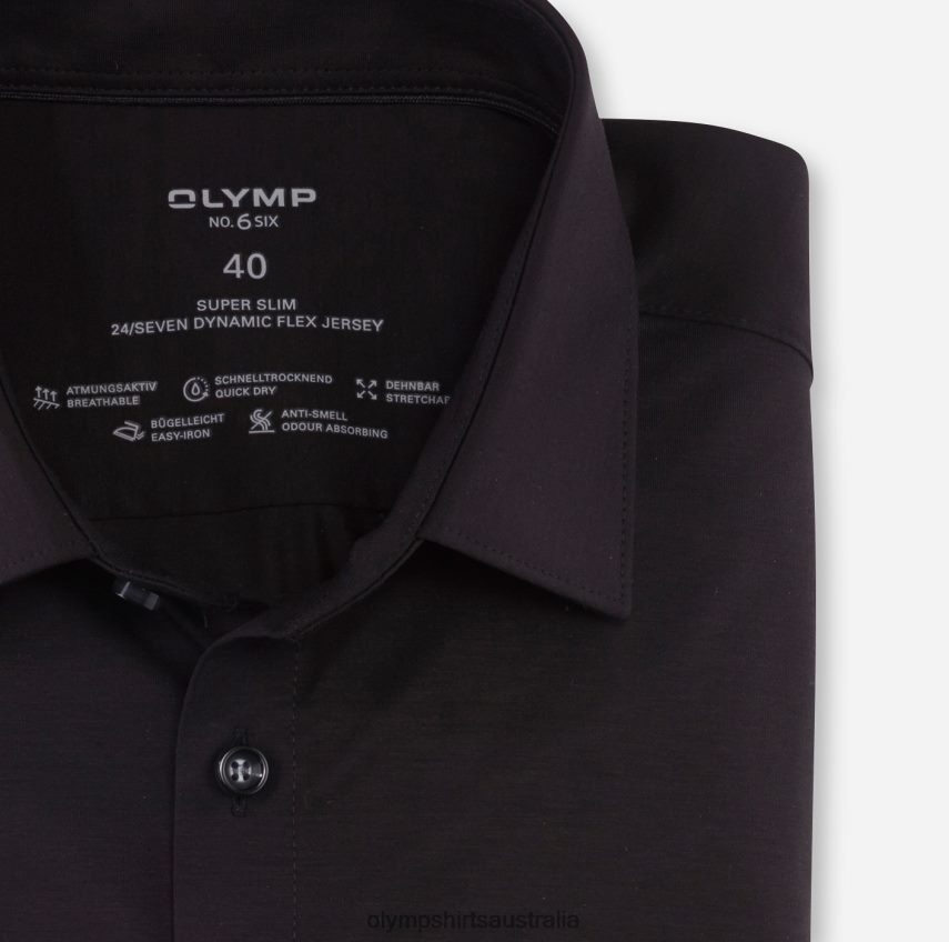 Clothing AU OLYMP No. Six 24/Seven Super Slim, Business Shirt, Urban Kent, Black T8882J92