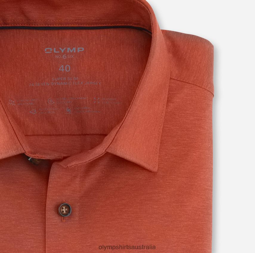 Clothing AU OLYMP No. Six 24/Seven Super Slim, Business Shirt, Urban Kent, Red Orange T8882J210