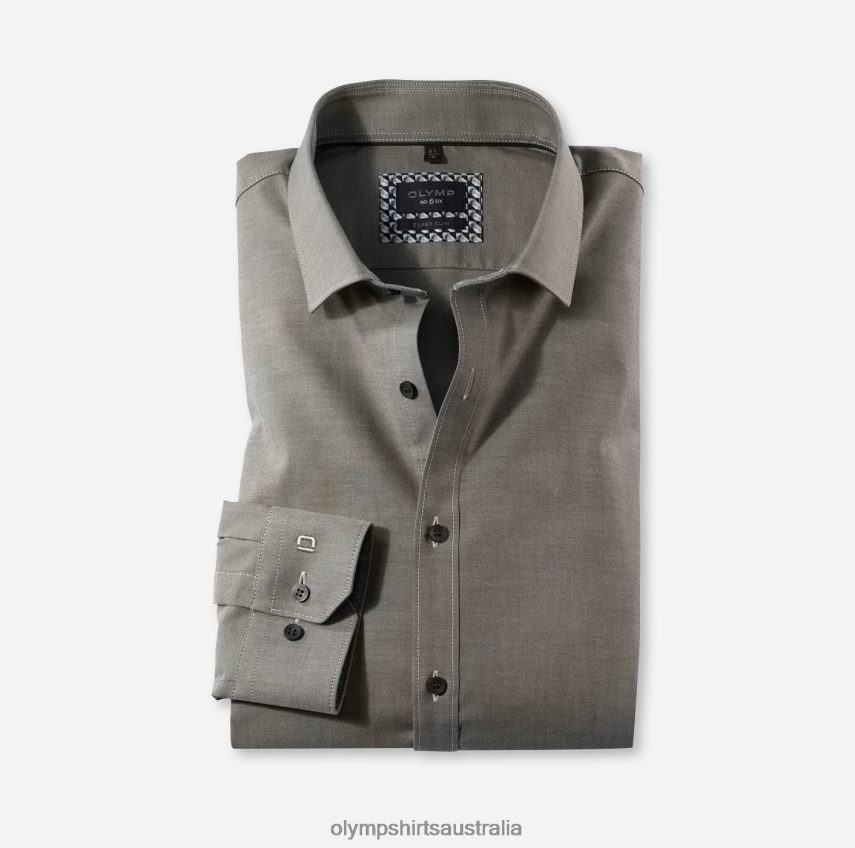 Clothing AU OLYMP No. Six Super Slim, Business Shirt, Long Sleeve Extra Long, Modern Kent, Brown T8882J326