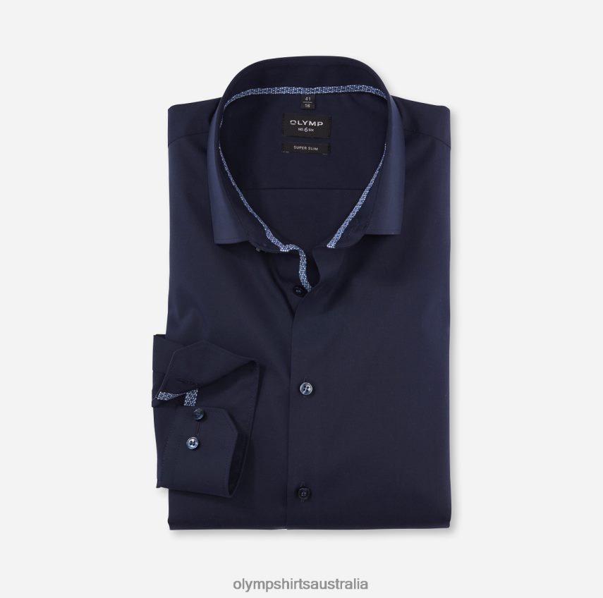 Clothing AU OLYMP No. Six Super Slim, Business Shirt, Long Sleeve Extra Long, Modern Kent, Cobalt T8882J301