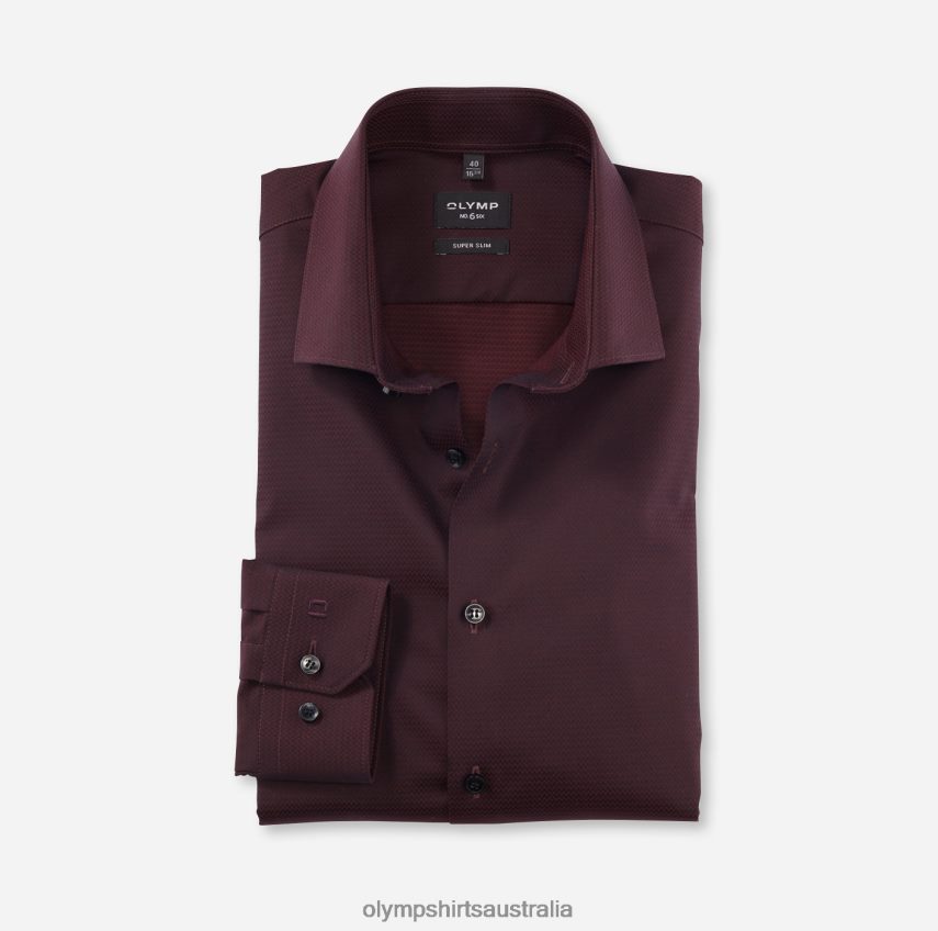 Clothing AU OLYMP No. Six Super Slim, Business Shirt, Long Sleeve Extra Long, Modern Kent, Dark Red T8882J307
