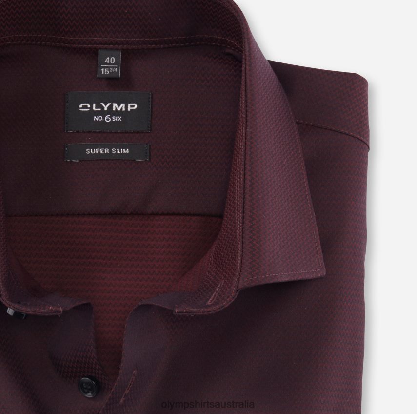 Clothing AU OLYMP No. Six Super Slim, Business Shirt, Long Sleeve Extra Long, Modern Kent, Dark Red T8882J307