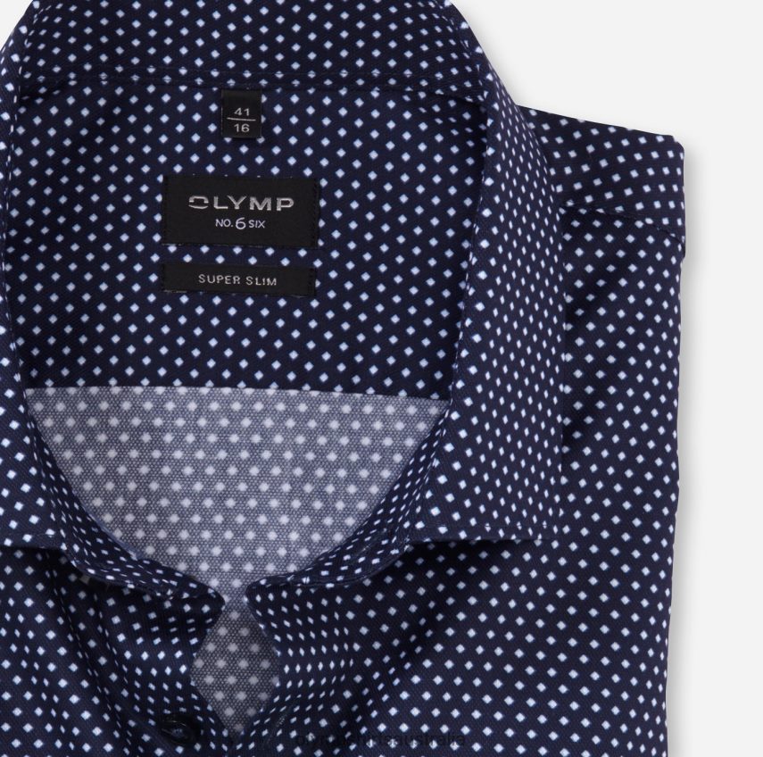 Clothing AU OLYMP No. Six Super Slim, Business Shirt, Long Sleeve Extra Long, Modern Kent, Marine T8882J303