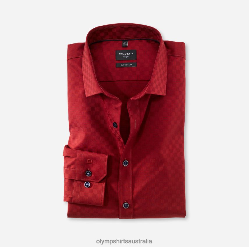 Clothing AU OLYMP No. Six Super Slim, Business Shirt, Long Sleeve Extra Long, Modern Kent, Red T8882J329