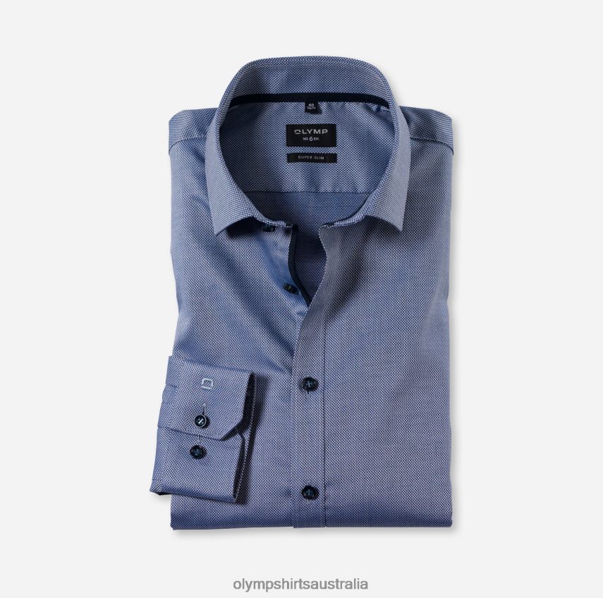 Clothing AU OLYMP No. Six Super Slim, Business Shirt, Long Sleeve Extra Long, Modern Kent, Royal T8882J312
