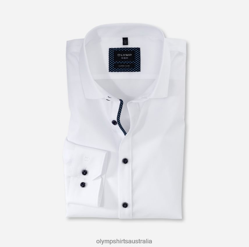Clothing AU OLYMP No. Six Super Slim, Business Shirt, Long Sleeve Extra Long, Modern Kent, White T8882J334