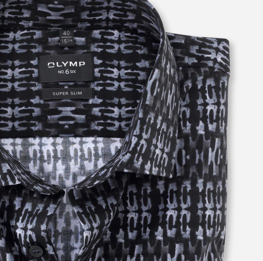 Clothing AU OLYMP No. Six Super Slim, Business Shirt, Modern Kent, Black T8882J132