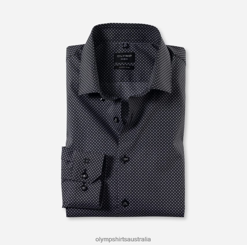 Clothing AU OLYMP No. Six Super Slim, Business Shirt, Modern Kent, Black T8882J187