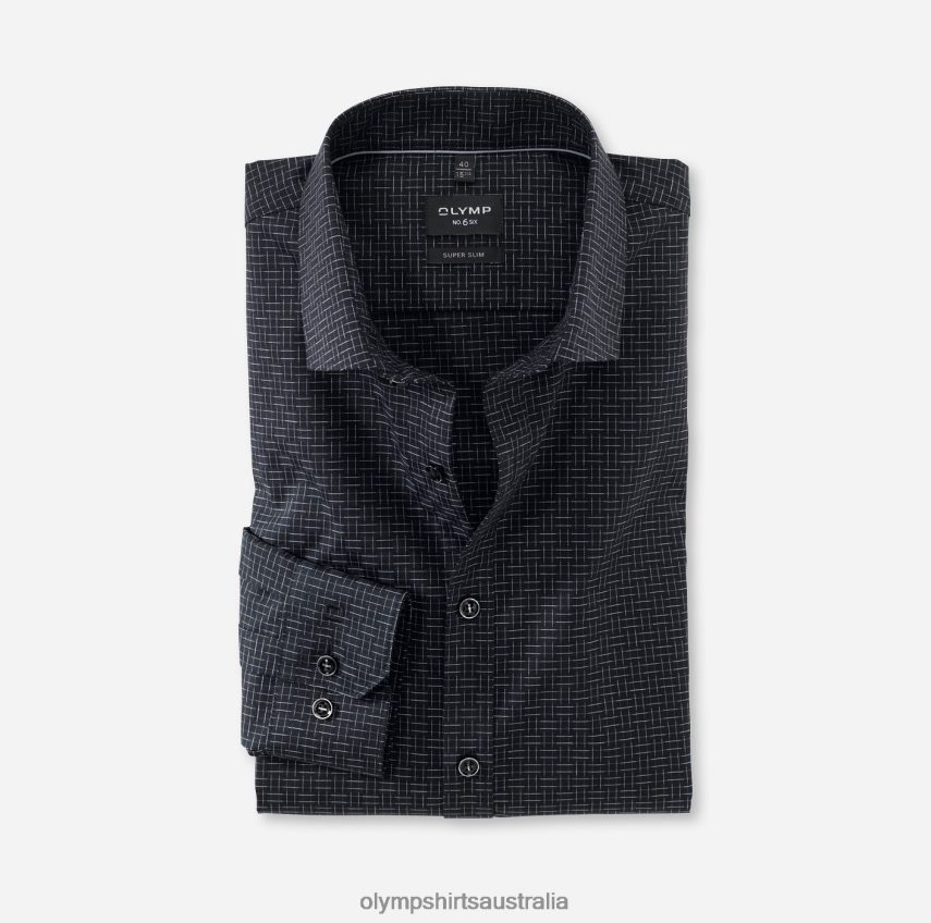 Clothing AU OLYMP No. Six Super Slim, Business Shirt, Modern Kent, Black T8882J253