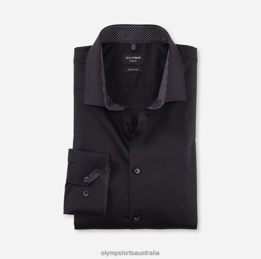 Clothing AU OLYMP No. Six Super Slim, Business Shirt, Modern Kent, Black T8882J257