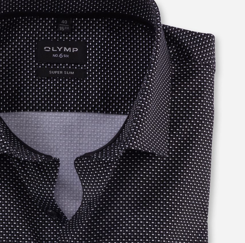 Clothing AU OLYMP No. Six Super Slim, Business Shirt, Modern Kent, Black T8882J84
