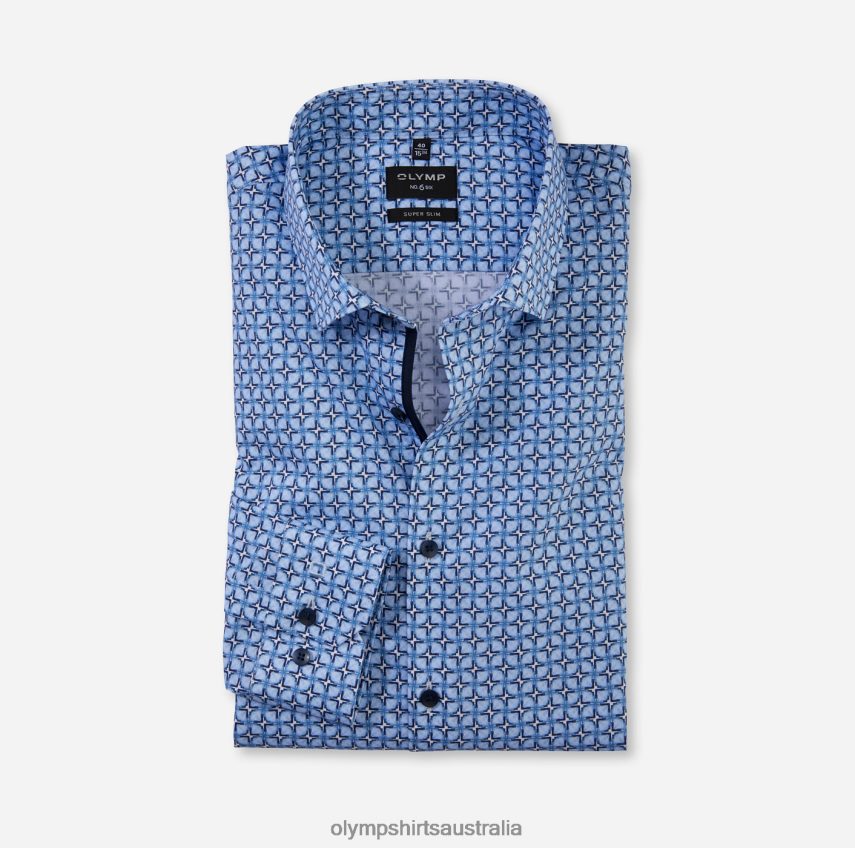 Clothing AU OLYMP No. Six Super Slim, Business Shirt, Modern Kent, Bleu T8882J15