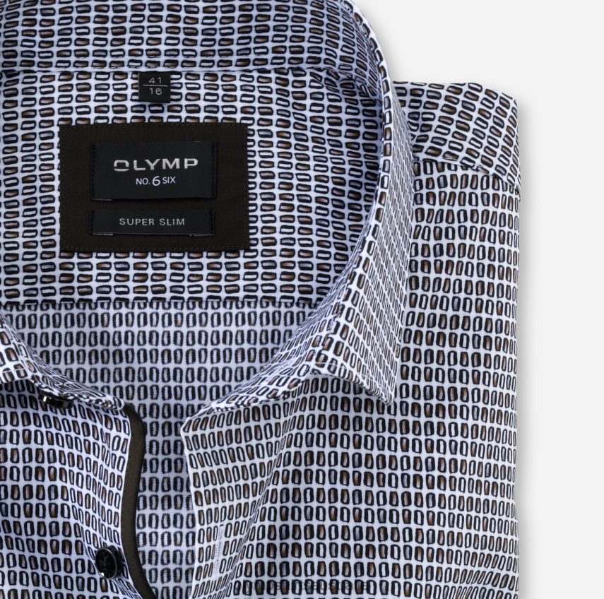 Clothing AU OLYMP No. Six Super Slim, Business Shirt, Modern Kent, Brown T8882J218
