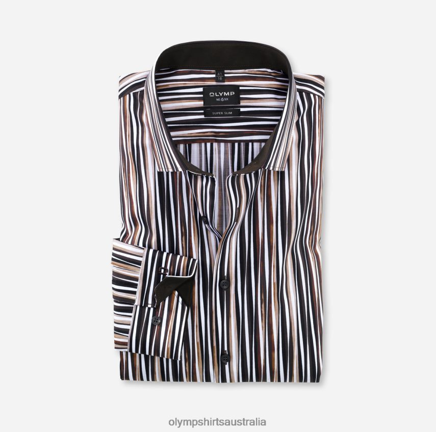 Clothing AU OLYMP No. Six Super Slim, Business Shirt, Modern Kent, Brown T8882J252