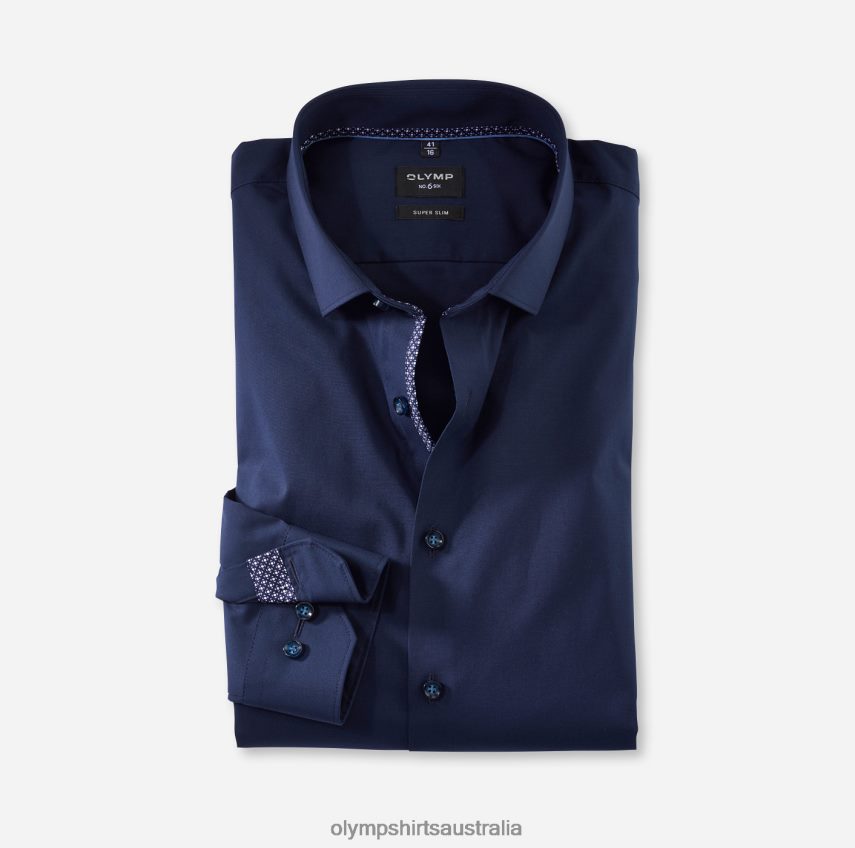 Clothing AU OLYMP No. Six Super Slim, Business Shirt, Modern Kent, Cobalt T8882J214