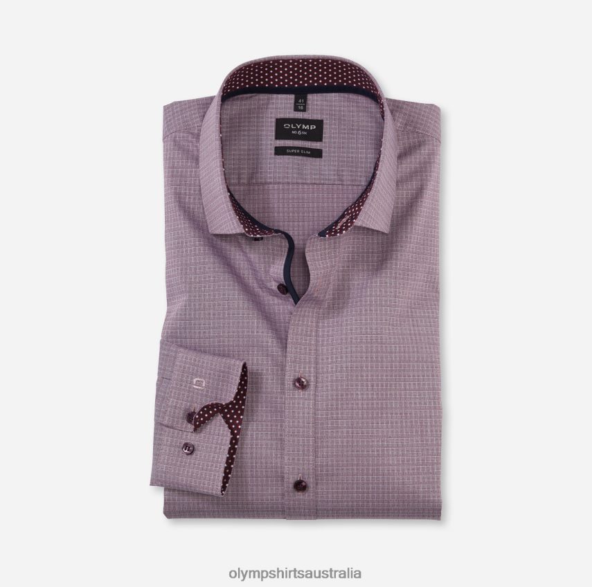 Clothing AU OLYMP No. Six Super Slim, Business Shirt, Modern Kent, Dark Red T8882J65