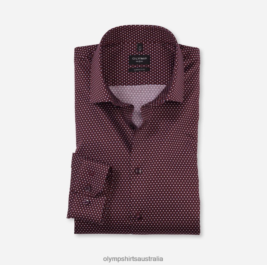 Clothing AU OLYMP No. Six Super Slim, Business Shirt, Modern Kent, Dark Red T8882J72