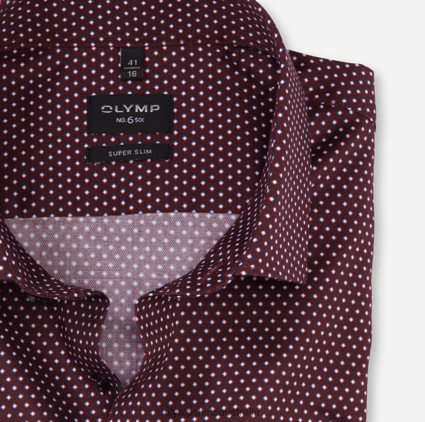 Clothing AU OLYMP No. Six Super Slim, Business Shirt, Modern Kent, Dark Red T8882J72