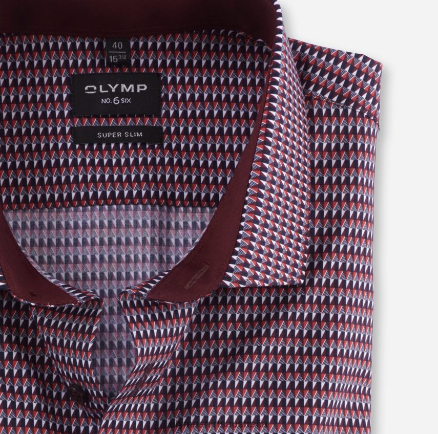 Clothing AU OLYMP No. Six Super Slim, Business Shirt, Modern Kent, Dark Red T8882J87