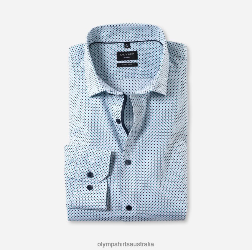 Clothing AU OLYMP No. Six Super Slim, Business Shirt, Modern Kent, Emerald T8882J190