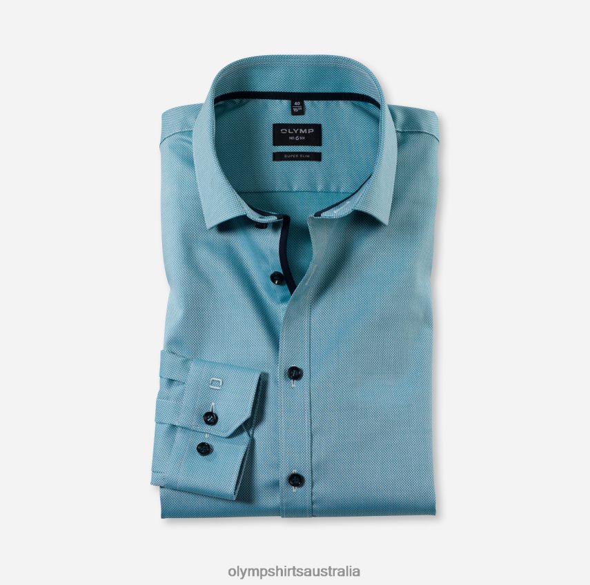 Clothing AU OLYMP No. Six Super Slim, Business Shirt, Modern Kent, Emerald T8882J194