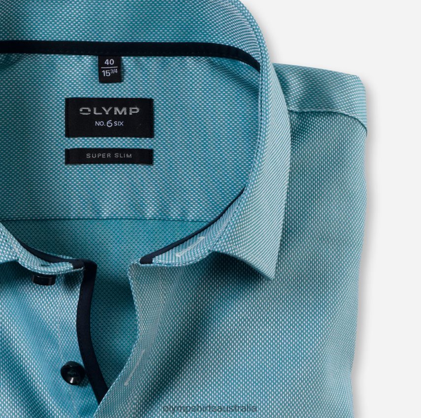 Clothing AU OLYMP No. Six Super Slim, Business Shirt, Modern Kent, Emerald T8882J194
