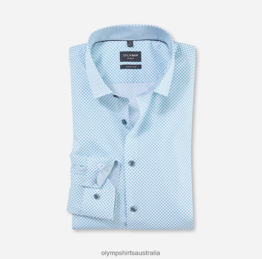 Clothing AU OLYMP No. Six Super Slim, Business Shirt, Modern Kent, Emerald T8882J215