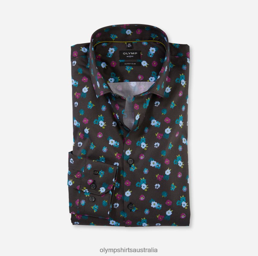 Clothing AU OLYMP No. Six Super Slim, Business Shirt, Modern Kent, Emerald T8882J31