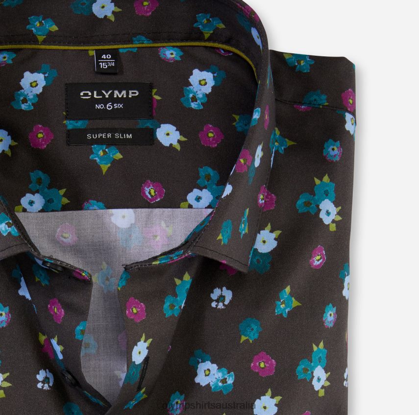 Clothing AU OLYMP No. Six Super Slim, Business Shirt, Modern Kent, Emerald T8882J31