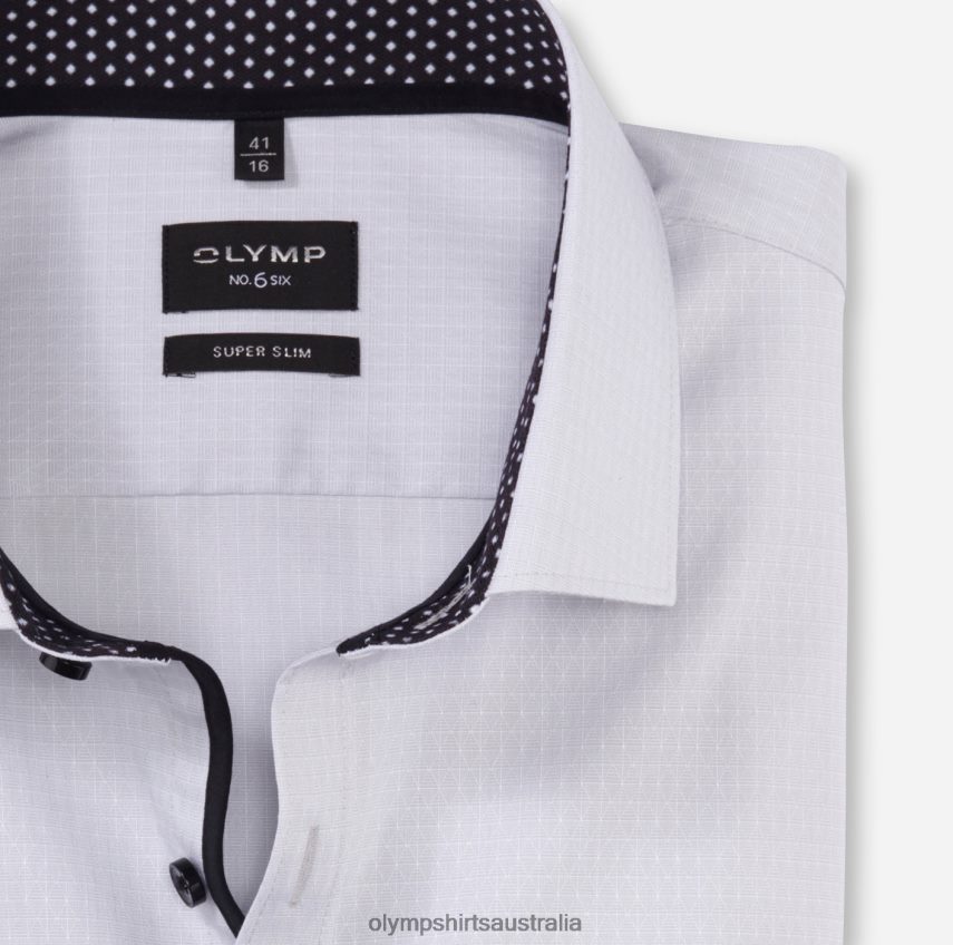 Clothing AU OLYMP No. Six Super Slim, Business Shirt, Modern Kent, Light Grey T8882J125