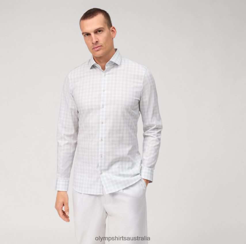 Clothing AU OLYMP No. Six Super Slim, Business Shirt, Modern Kent, Light Grey T8882J95
