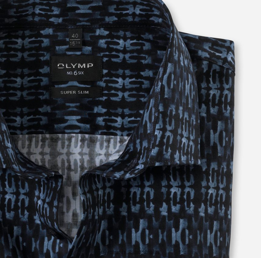 Clothing AU OLYMP No. Six Super Slim, Business Shirt, Modern Kent, Marine T8882J18