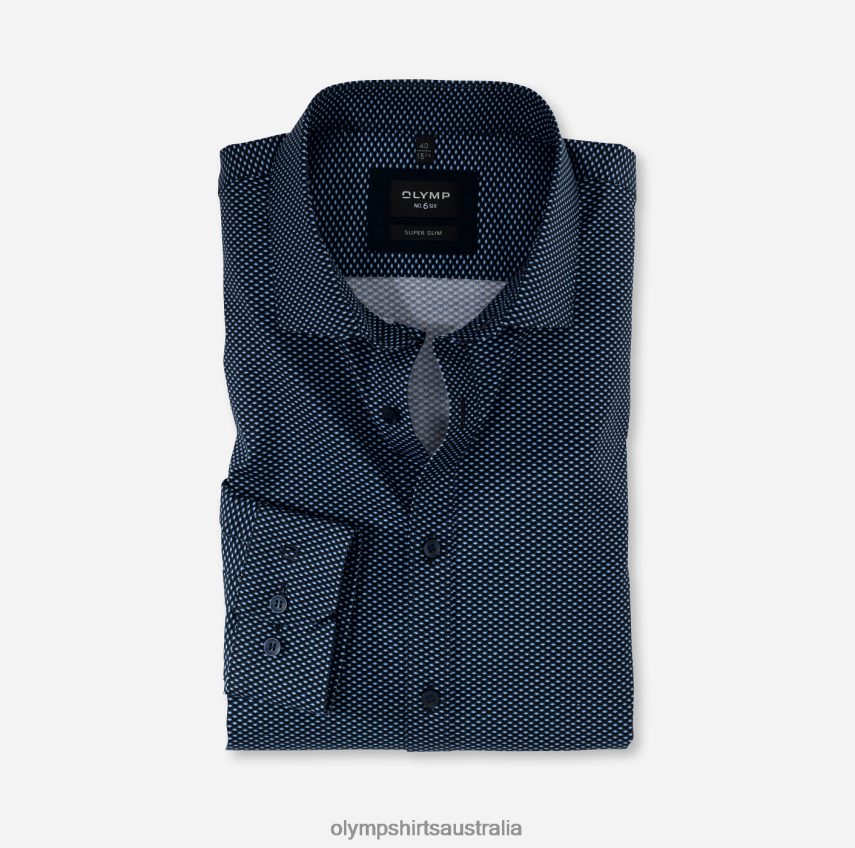 Clothing AU OLYMP No. Six Super Slim, Business Shirt, Modern Kent, Marine T8882J250