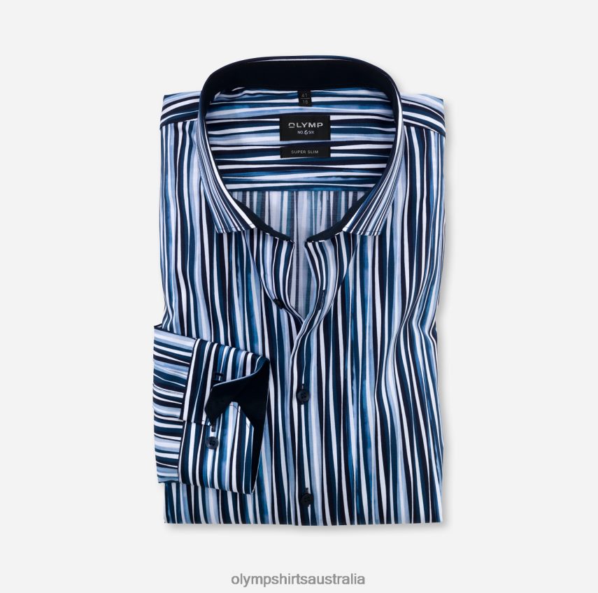 Clothing AU OLYMP No. Six Super Slim, Business Shirt, Modern Kent, Marine T8882J251