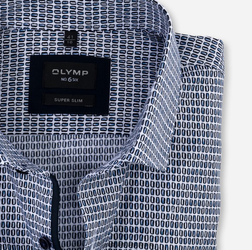 Clothing AU OLYMP No. Six Super Slim, Business Shirt, Modern Kent, Marine T8882J256