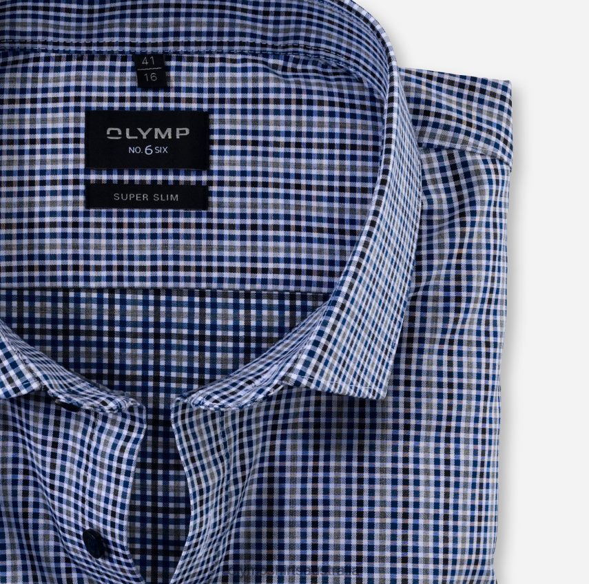 Clothing AU OLYMP No. Six Super Slim, Business Shirt, Modern Kent, Marine T8882J260