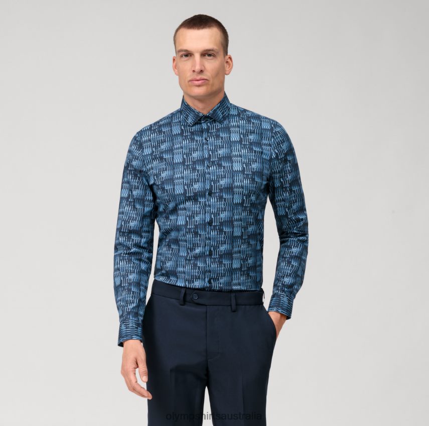 Clothing AU OLYMP No. Six Super Slim, Business Shirt, Modern Kent, Marine T8882J82