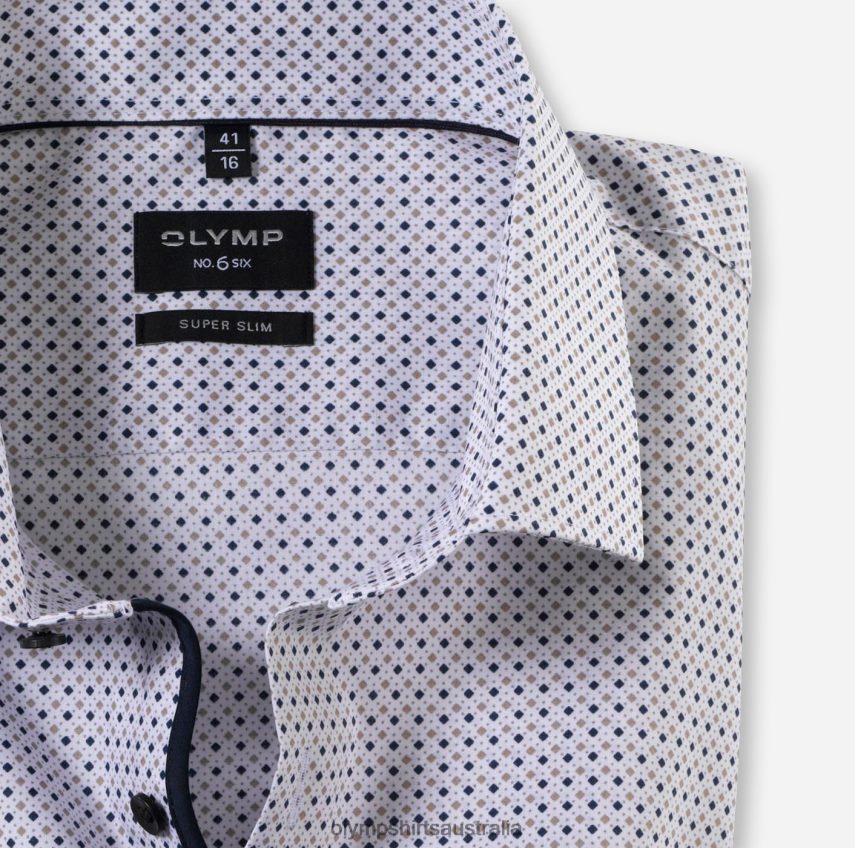 Clothing AU OLYMP No. Six Super Slim, Business Shirt, Modern Kent, Natural T8882J172
