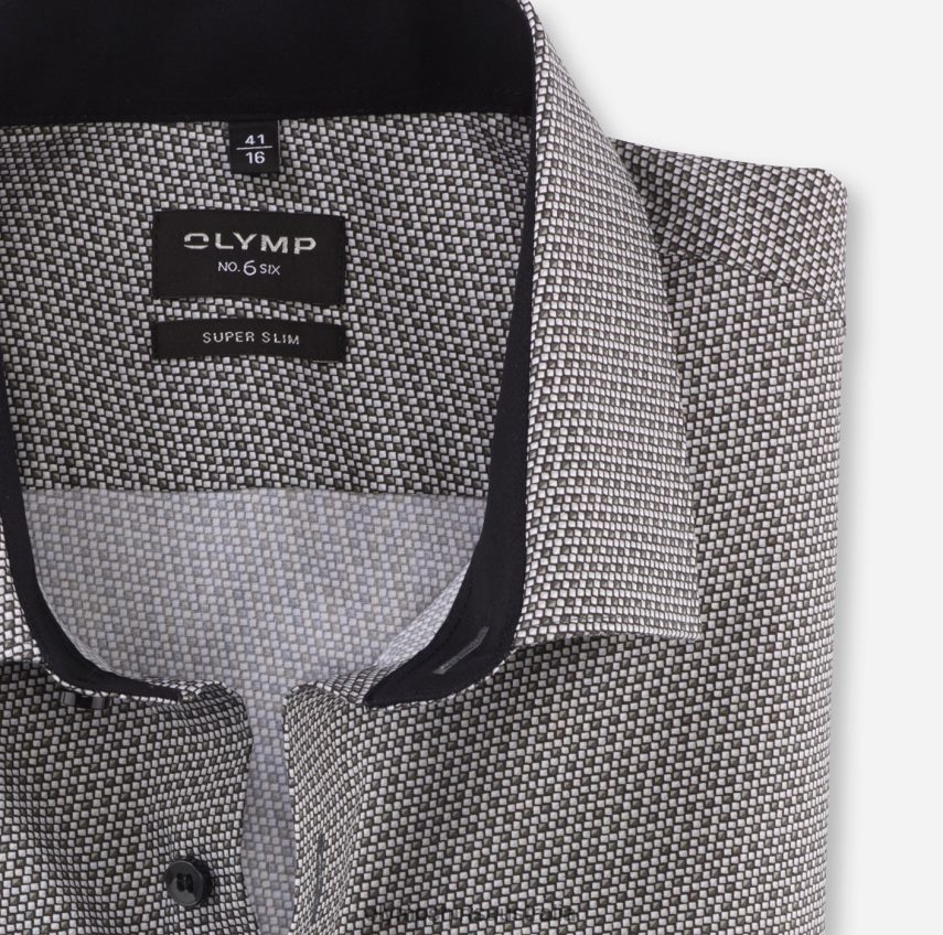 Clothing AU OLYMP No. Six Super Slim, Business Shirt, Modern Kent, Olive T8882J108