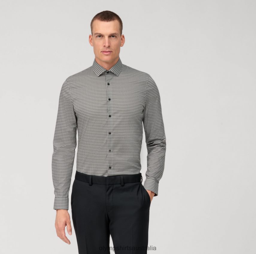 Clothing AU OLYMP No. Six Super Slim, Business Shirt, Modern Kent, Olive T8882J113