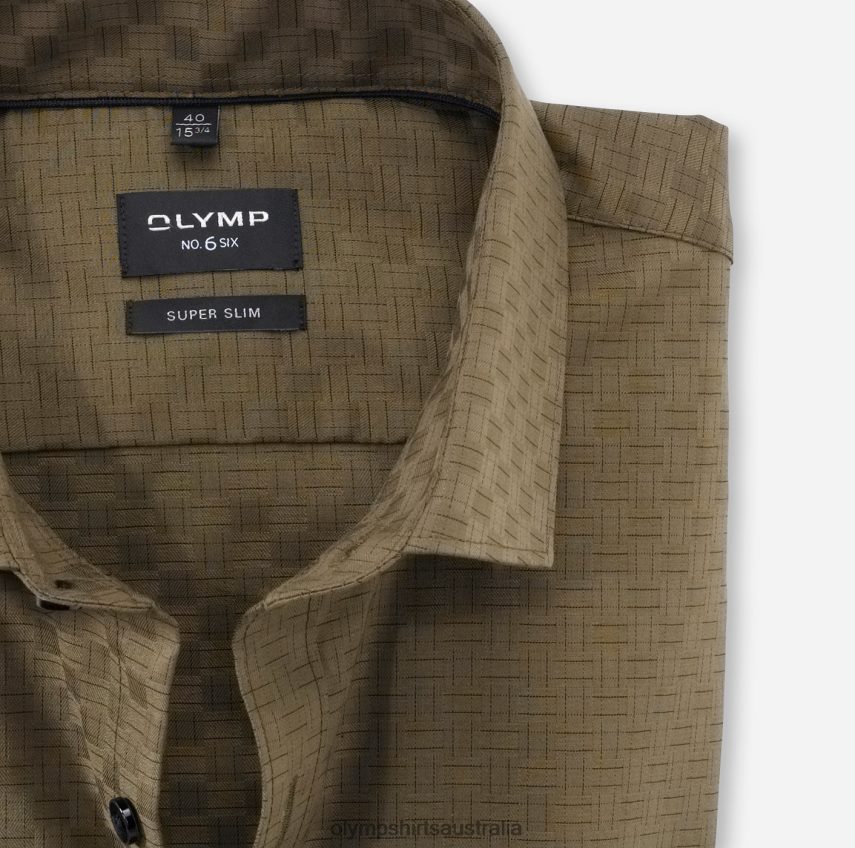 Clothing AU OLYMP No. Six Super Slim, Business Shirt, Modern Kent, Olive T8882J230