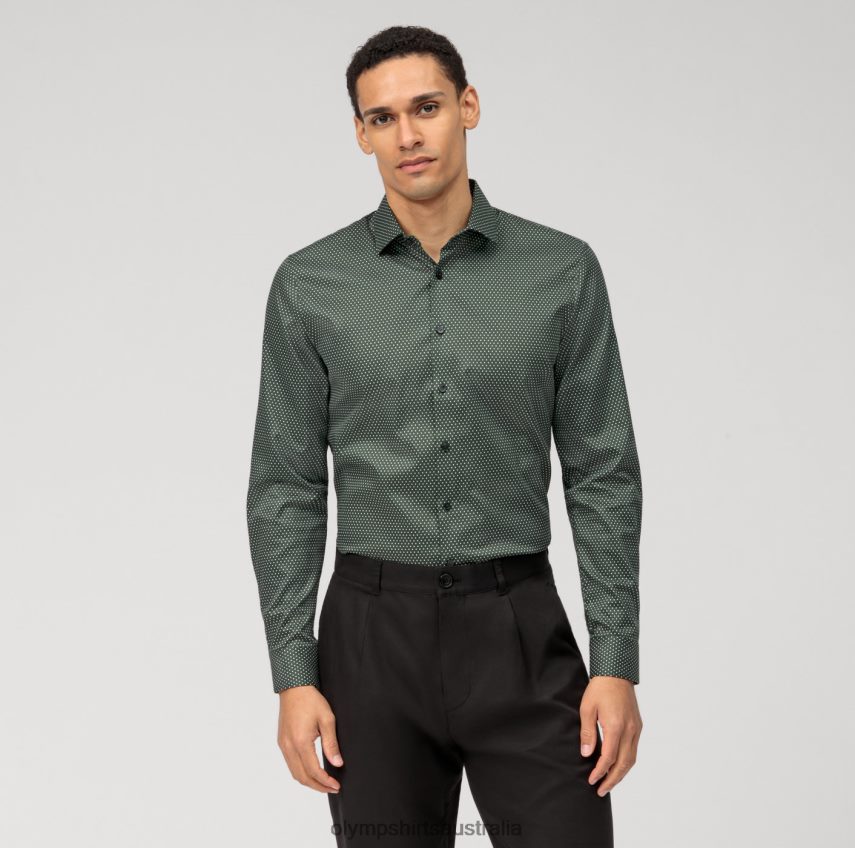 Clothing AU OLYMP No. Six Super Slim, Business Shirt, Modern Kent, Olive T8882J51