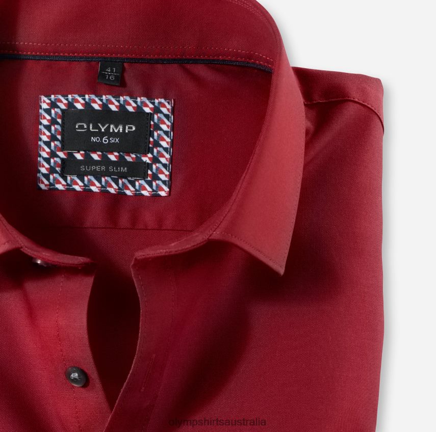 Clothing AU OLYMP No. Six Super Slim, Business Shirt, Modern Kent, Red T8882J29