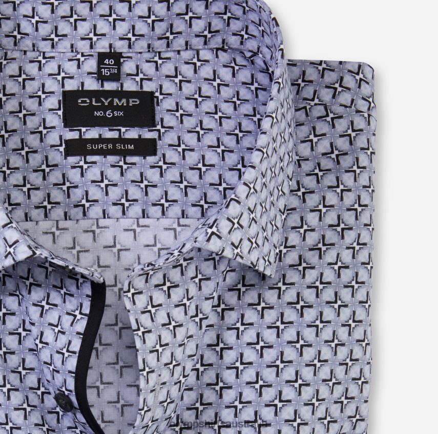 Clothing AU OLYMP No. Six Super Slim, Business Shirt, Modern Kent, Silver Grey T8882J30