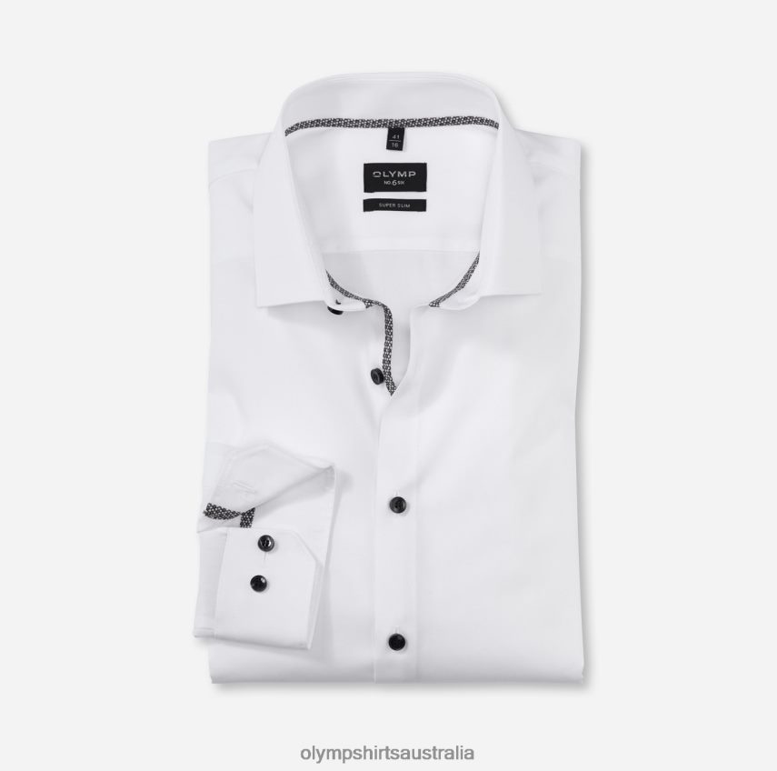 Clothing AU OLYMP No. Six Super Slim, Business Shirt, Modern Kent, White T8882J48